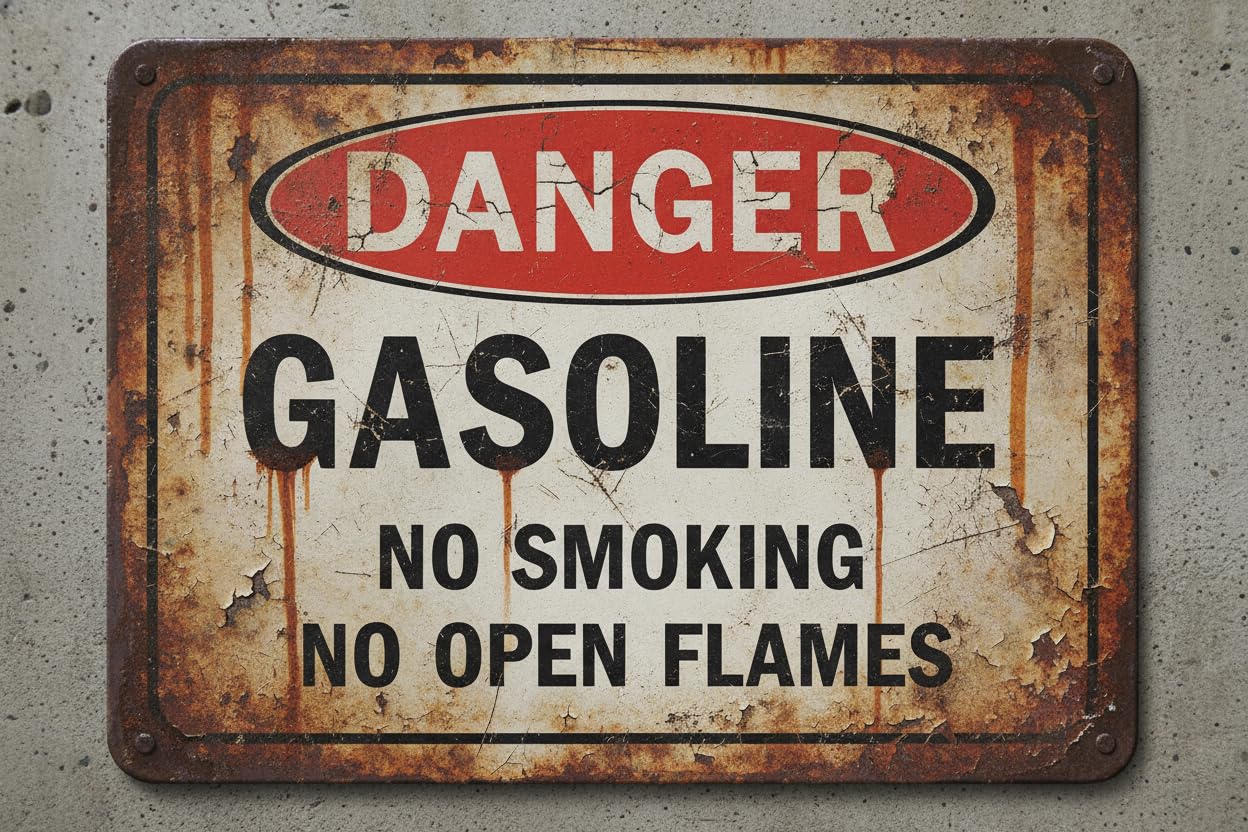 Wall Decor Osha Danger : Gasoline, No Smoking, No Open Flames - Hazmat Chemical Safety Sign Metal Sign 8x12Inch Clear Signage For S, Fences Vintage Signs Aluminum Plates Printed