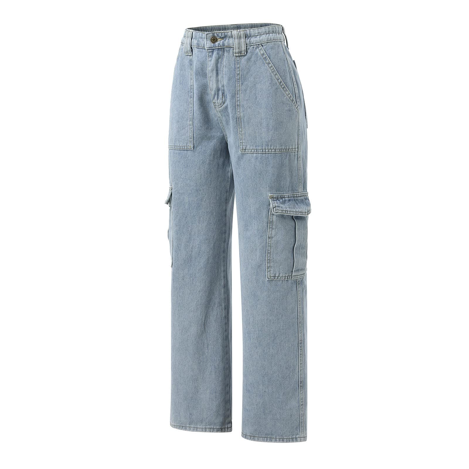 Pantalones cargo callejeros sueltos para mujer con bolsillos altos y prácticos como pantalones vaqueros de moda para un estilo urbano informal