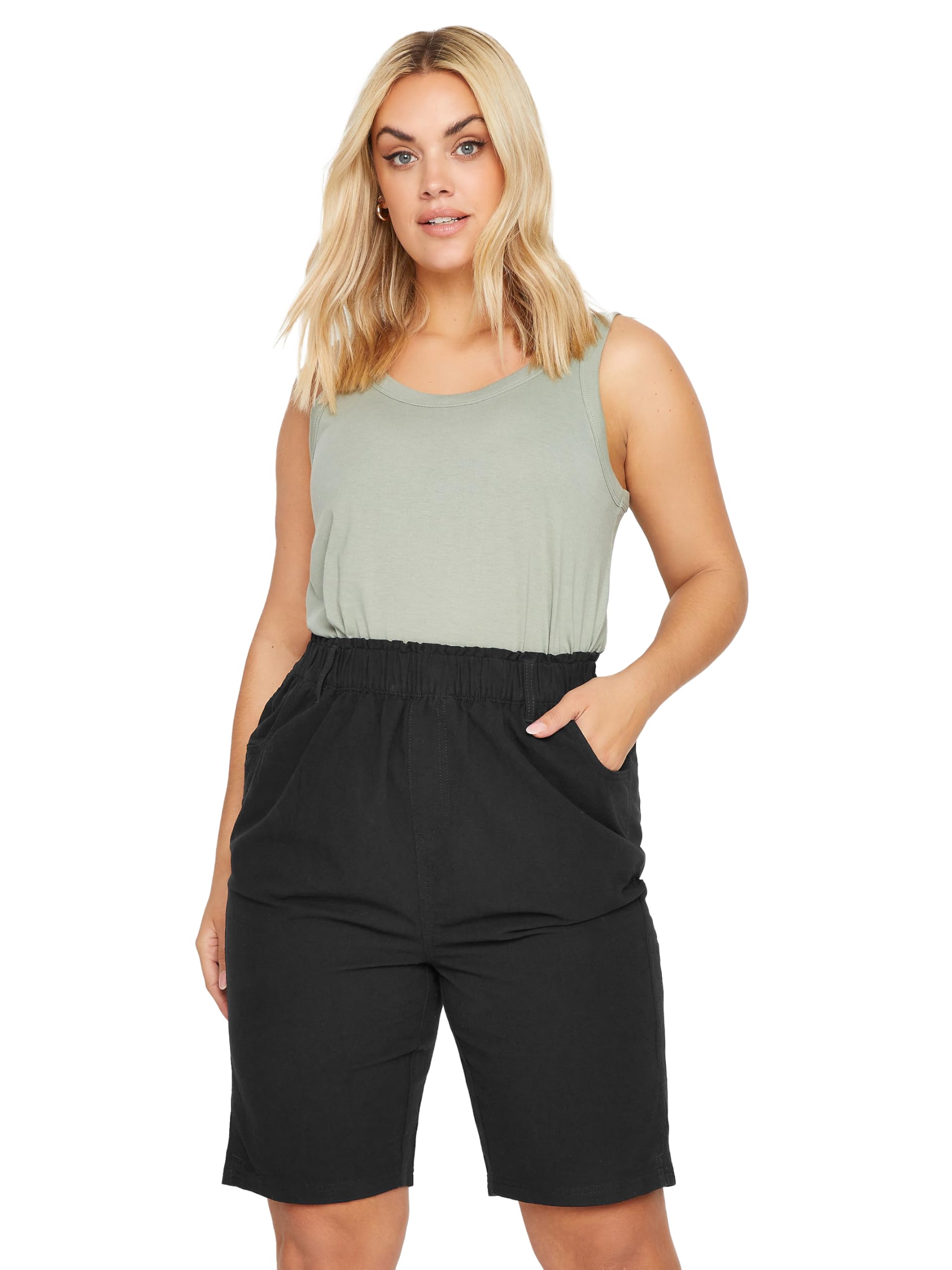 Yours Women's Black Elasticated Shorts In Size 20