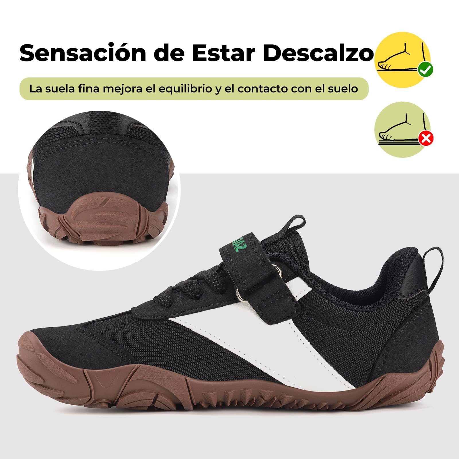SAGUARO Zapatillas Barefoot Niños Niña Sneakers Minimalista Suaves y Ligeras con Puntera Ancha, Gr.25-36