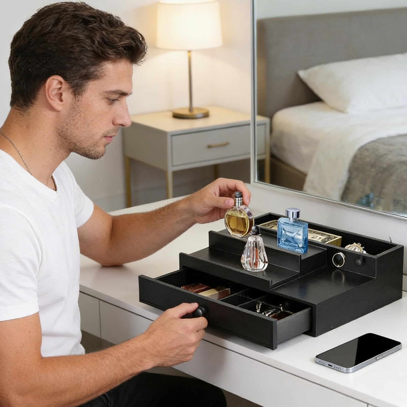 Generico Organizador de perfumes – Estante para almacenamiento de fragancias – Organizador para perfumes – Para casa, apartamento, baño, piso, dormitorio, tocador, escritorio, oficina, armario de