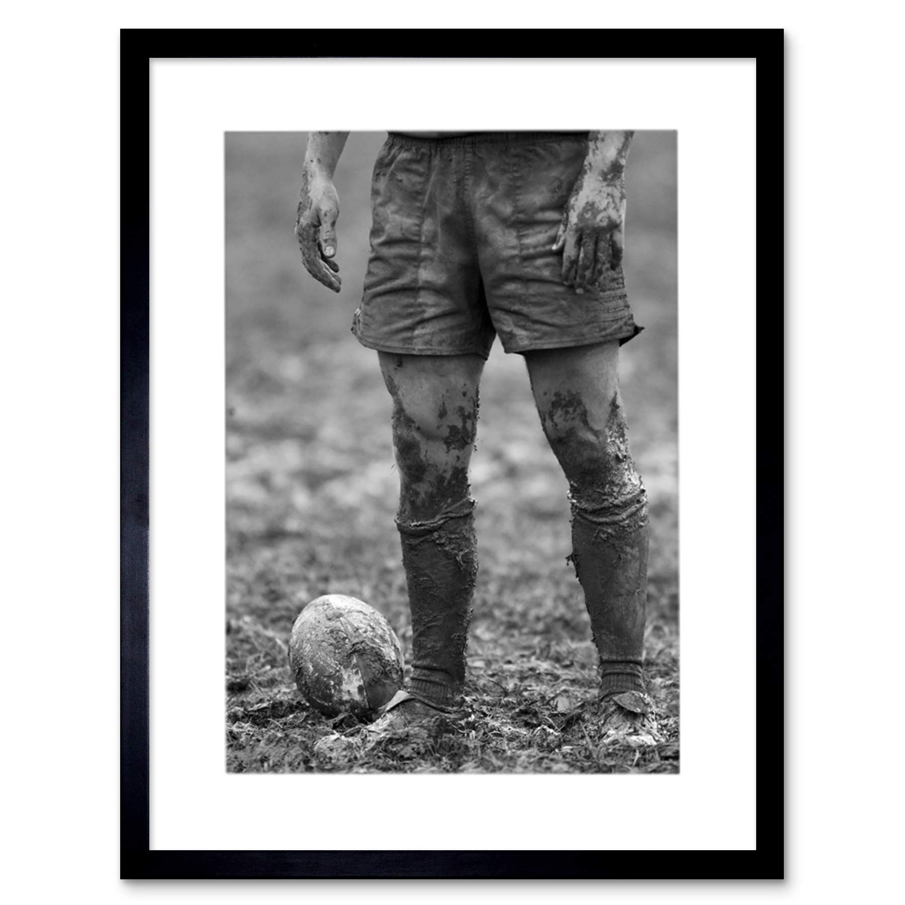 Wee Blue Coo Dt Ball Rugby Mud Bowl Frame Wooden Art Framed Wall Art Print