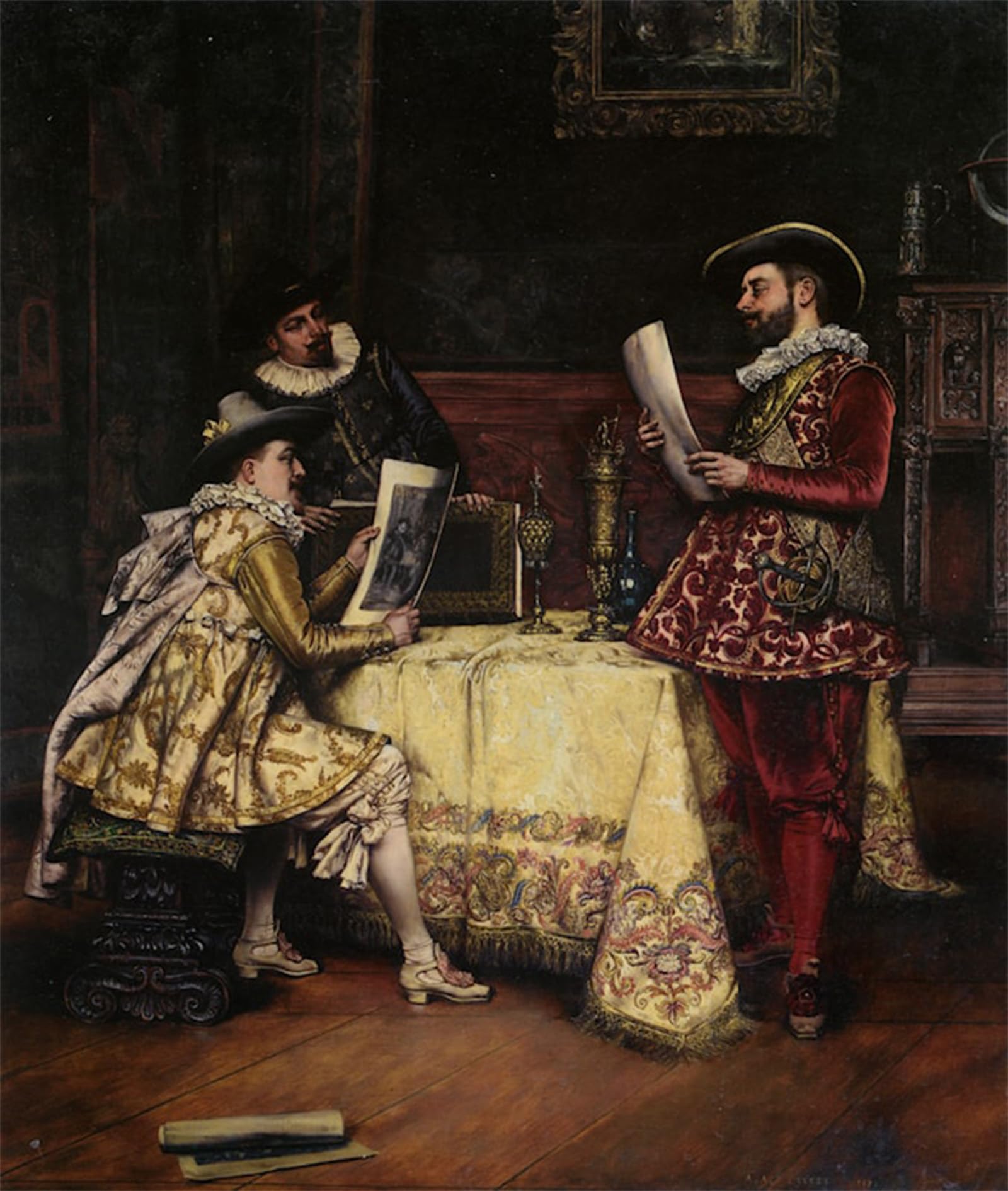 POSTERIIk Famous Modern Artwork Art Mural the Connoisseurs by Adolphe Alexandre Lesrel Oil Paintings Pictures for Home Decor 60x90cm