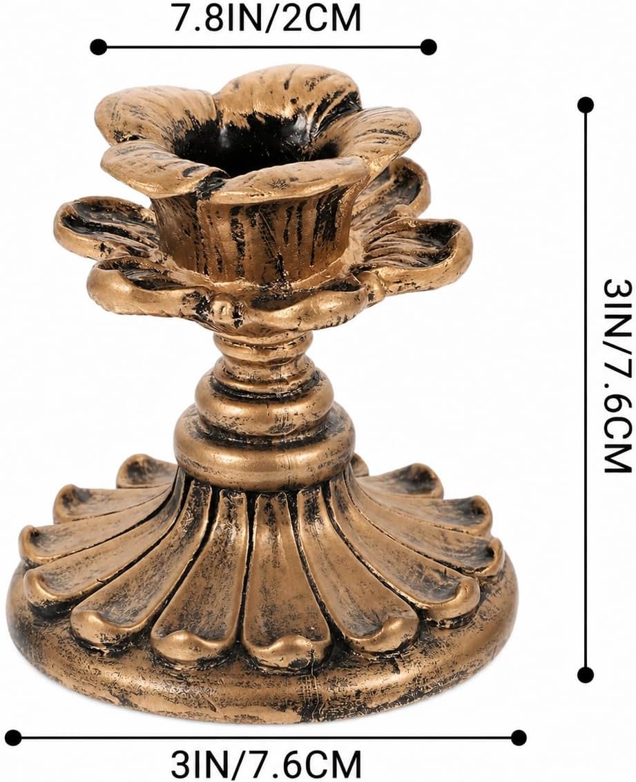Vintage Candle Holder, 3 Inch Antique Resin Candlestick, Gothic