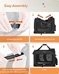 Feandrea Dog Crate, Collapsible Pet Carrier, L, Portable Soft Dog Crate, Oxford Fabric, Mesh, Metal Frame, with Handle, Storage Pockets, 28 x 20.5 x 20.5 Inches, Black UPDC70H