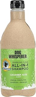 Dog Whisperer Sparkling Clean All-in-ONE Dog Shampoo by YAYA Organics | Cleanses, Conditions, Moisturizes and Detangles | Healthy + Eco-Friendly Formula with Fresh Cucumber Aloe Scent | 16 oz