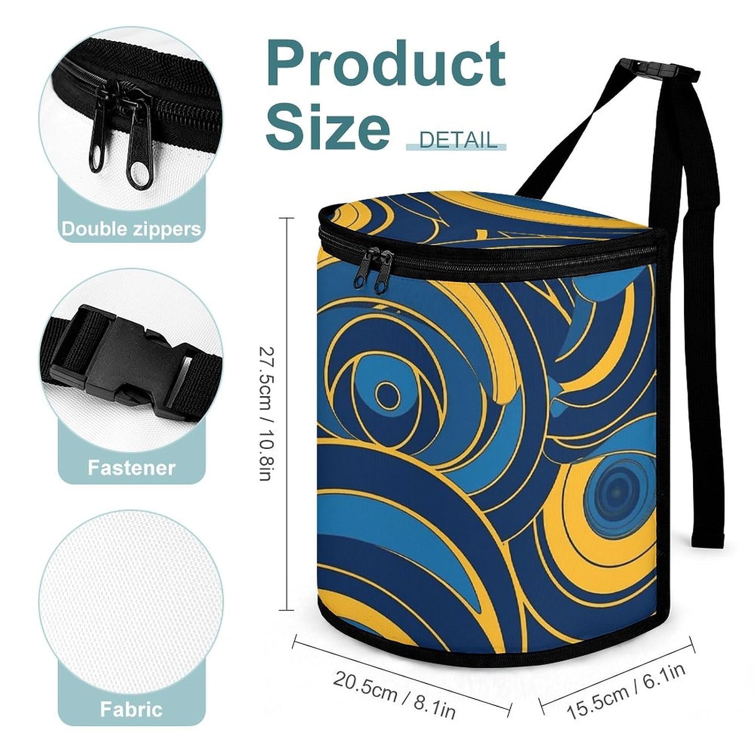 Blue and Yellow Pattern Car Trash Can Bin Bag Waterproof Car Garbage Can Bag Trash Can for Car Car Trash Can for Women Men Garbage Can for Car Car Trash Can with Lid Trash for Car Trucks Rvs