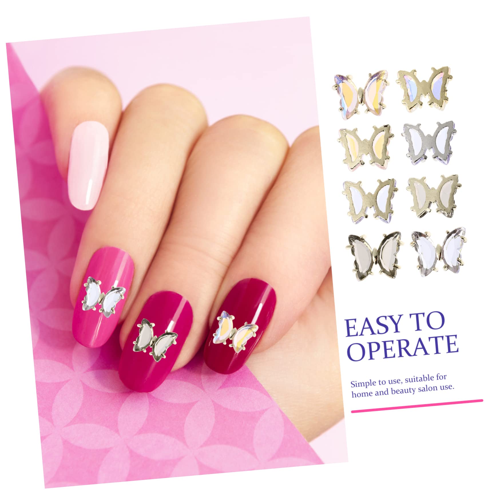 Healeved 160pezzi Charm Per Unghie Forma Di Farfalla Decorazioni Per Nail Art Glamour e Creative Adatte Per Manicure Professionale e Fai Da Te