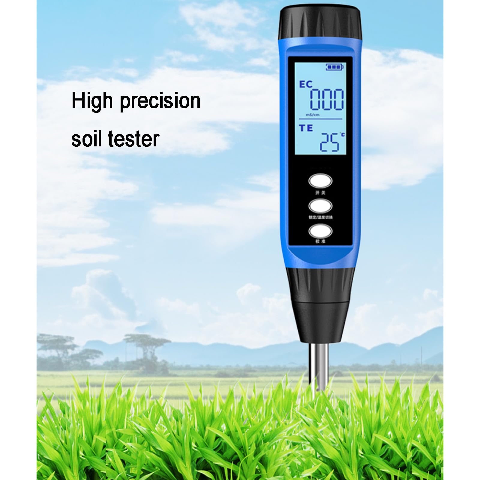 Kit di Analisi del Terreno Digitale, Misuratore di EC E Temperatura 2 in 1, con Sensore Elettrodo, Display LCD Retroilluminato, per Giardinaggio, Agricoltura, Allevamento, Prato, Piante