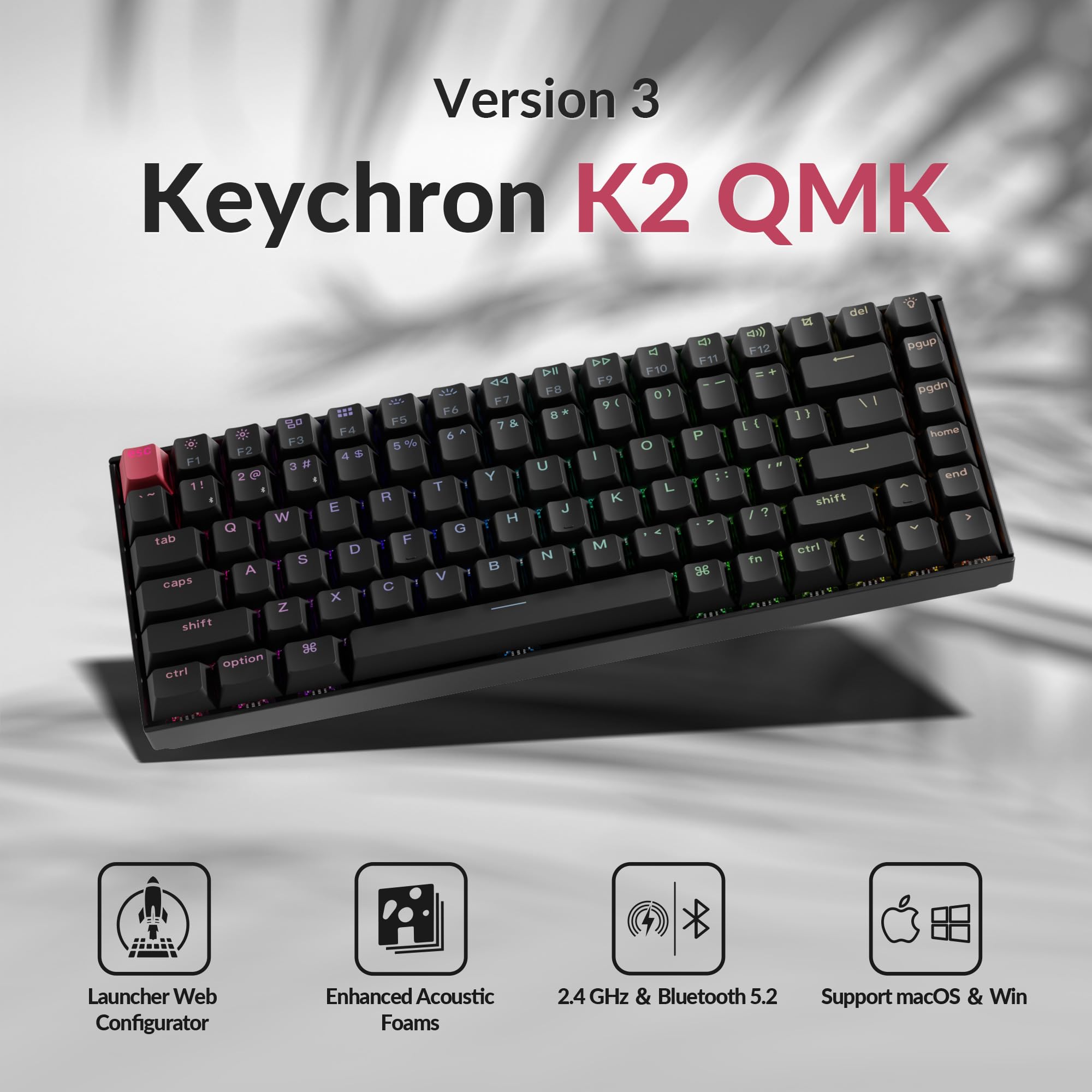 Amazon.com: Keychron K2 75% Layout QMK Wireless and Wired Options