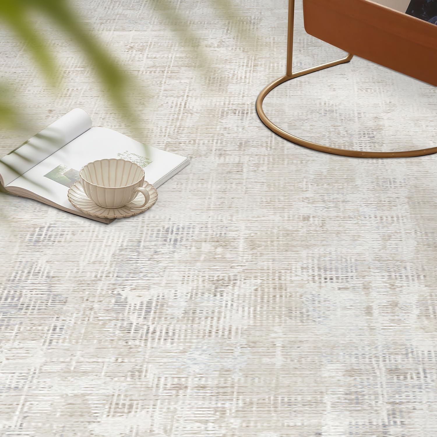 PureCozy Beige Grau Teppich Wohnzimmer 200x300cm Waschbar Kurzflor | Waschbar Boho Teppich,Rutschfest, Weich, Kurzflorig, für Wohnzimmerteppich,Schlafzimmer,Esszimmer,Büro,Kinderzimmer