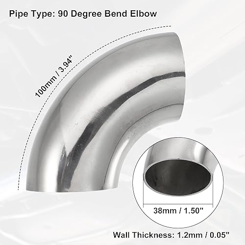 Miniatura 10 de X AUTOHAUX 2 unids OD 1 pulgada 90 grados 0.047 in espesor mandril curva codo SS304 acero inoxidable curva tubo tubo de escape codo tubo para coche