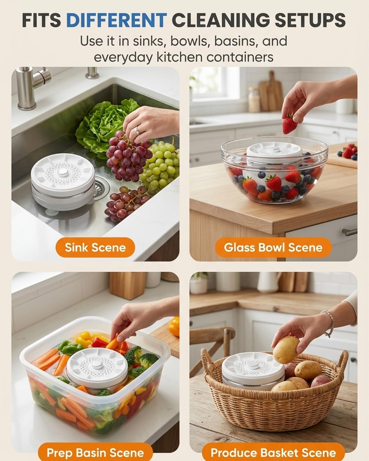Ultrasonic Fruit and Vegetable Cleaner, 2026 New Waterproof Wireless Purifier Clean Fruit Vegetable Produce Wash Cleaner Device Machine with Titanium Electrolysis Purification for Home Kitchen(3pcs)