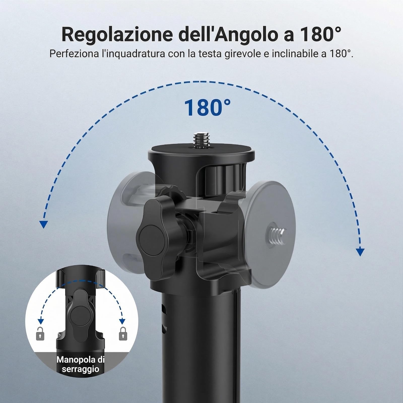 NEEWER BASICS Stativo per Luce Fotografica, Treppiede Fotocamera Portatile Estensibile in Metallo da 81" per Luce Continua, Vite da 1/4" Compatibile con Canon Nikon Sony DSLR Webcam Pocket 3, ST016
