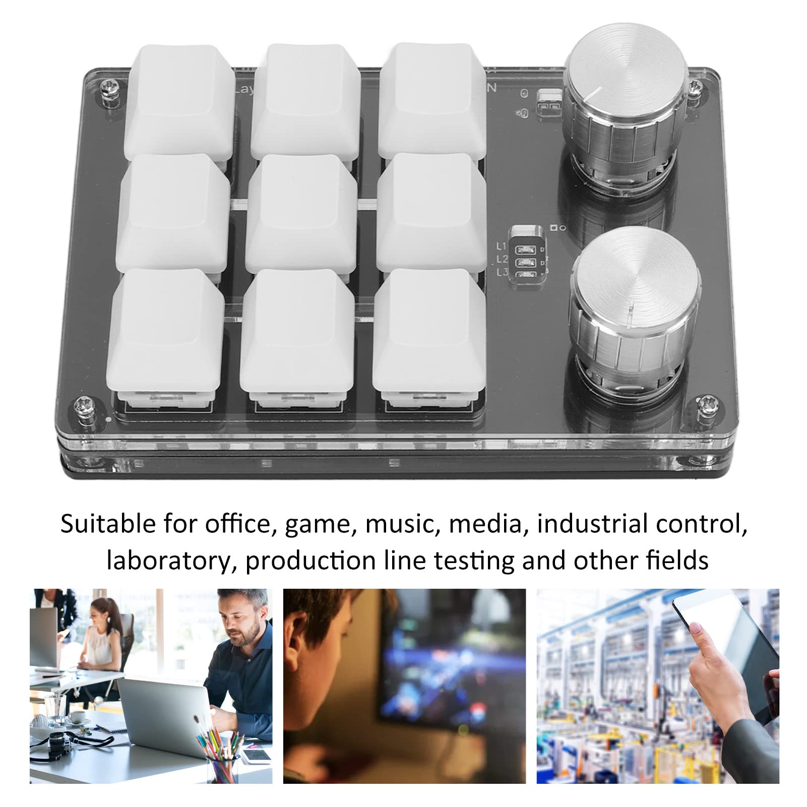 Septpenta Tastiera Meccanica Macro con Una Sola Mano, Tasti di Scelta Rapida Programmabili Wireless, Interruttore Blu a 9 Tasti con Manopola, Interfaccia da Tipo C a USB per Musica di Gioco