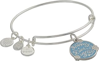 Bridal Expandable Bangle for Women, Wedding Charms, Shiny Finish, 2 to 3.5 in, Adjustable Chain Charm Bangle 6.5 to 8 in