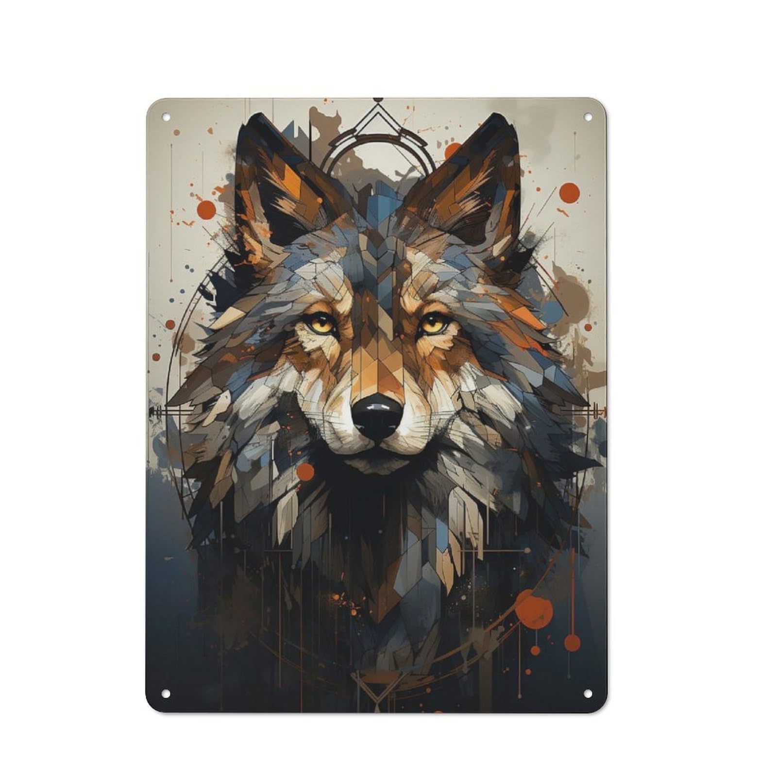 Junmoney Boho Wolf Portrait Vintage Metal Sign 40X30cm For Pub Or Café, For Collectors Of Vintage Metal Wall Decor