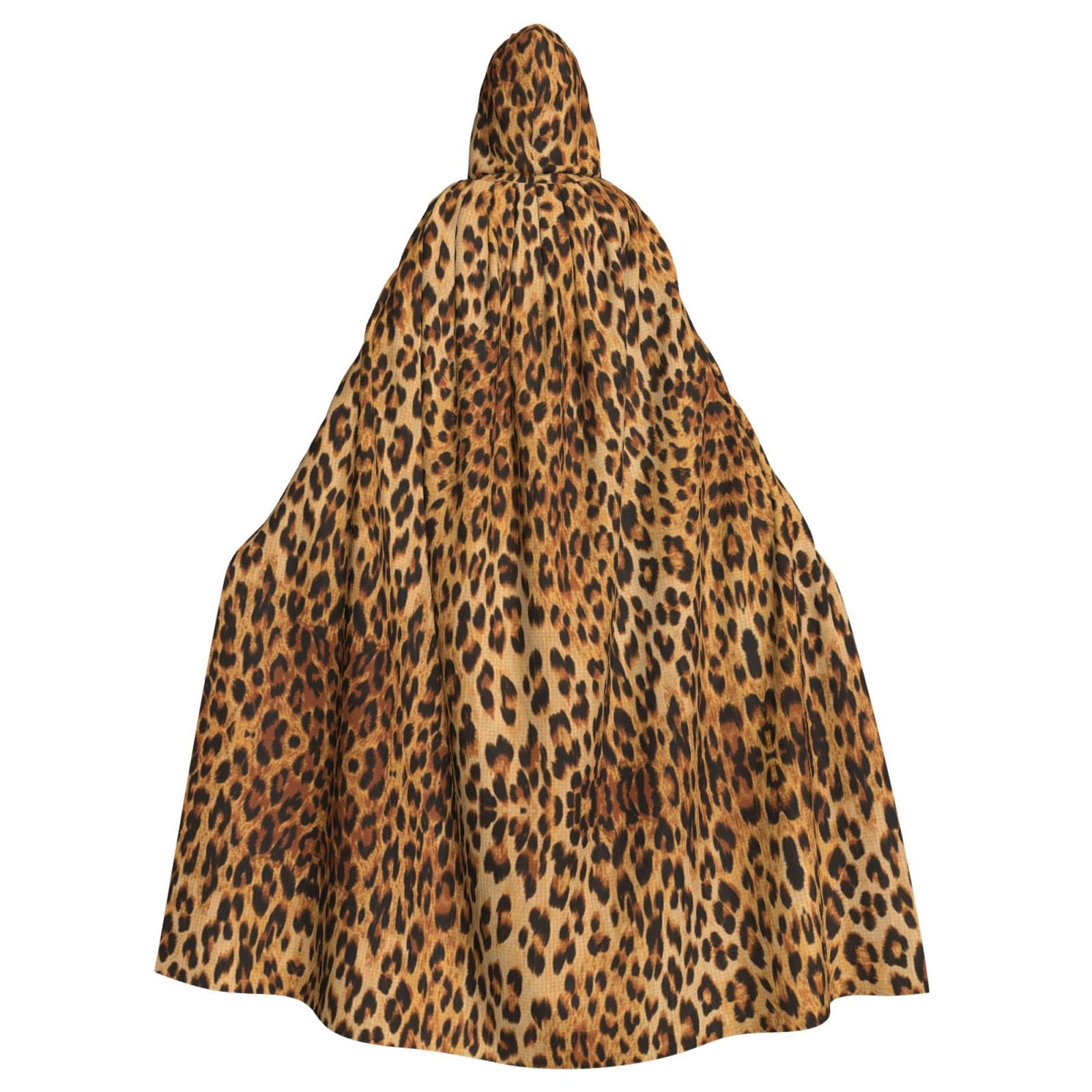 RFSHOP Leopard Print Hooded Cloak Cape Halloween Christmas Fancy Cape Cosplay Costumes for Men Women Adult Costume