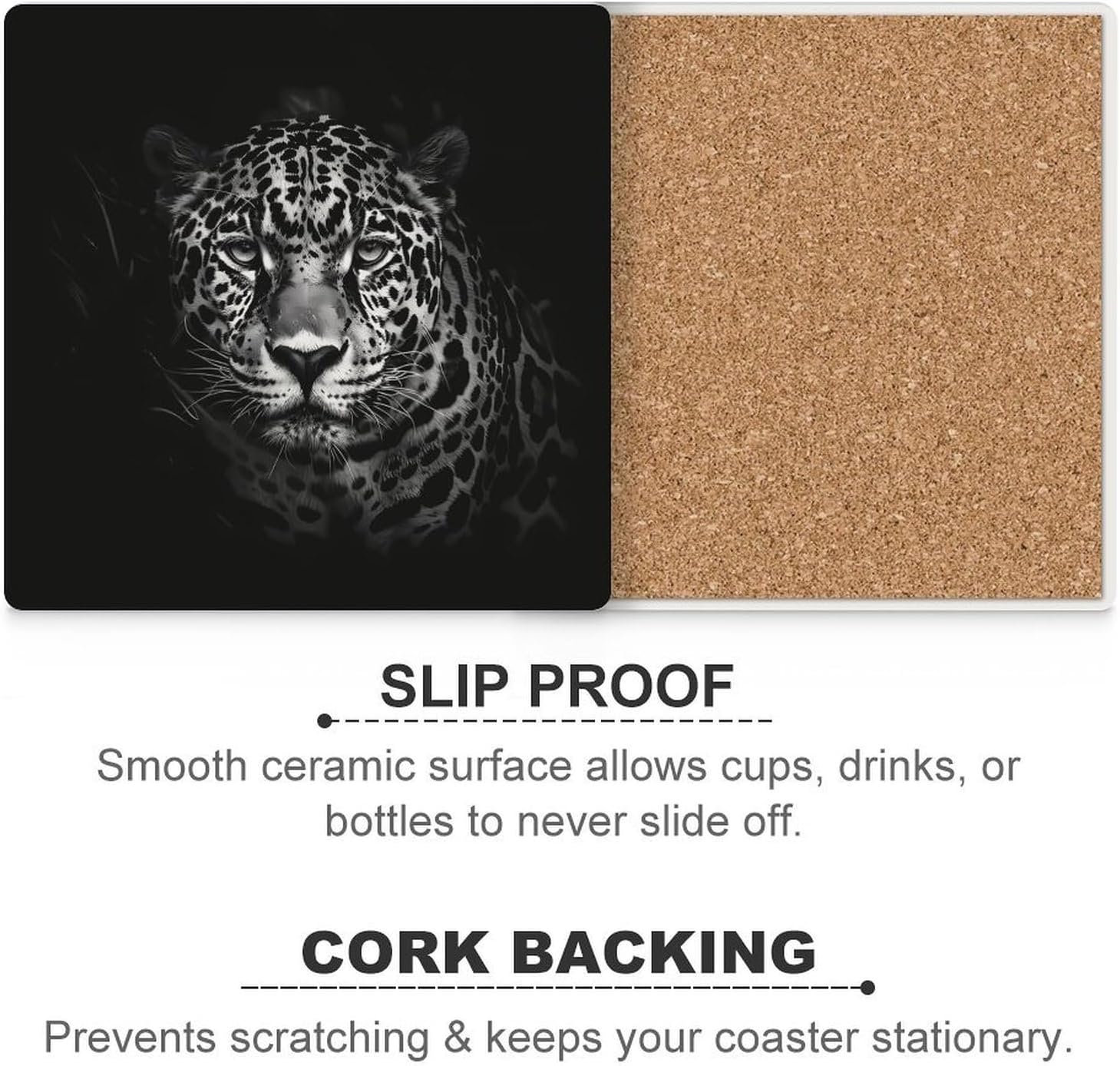 African-Leopard Coaster for Drinks Square Ceramic Table Coasters Stone Mat Crafts 4PCS Home Kitchen Decor