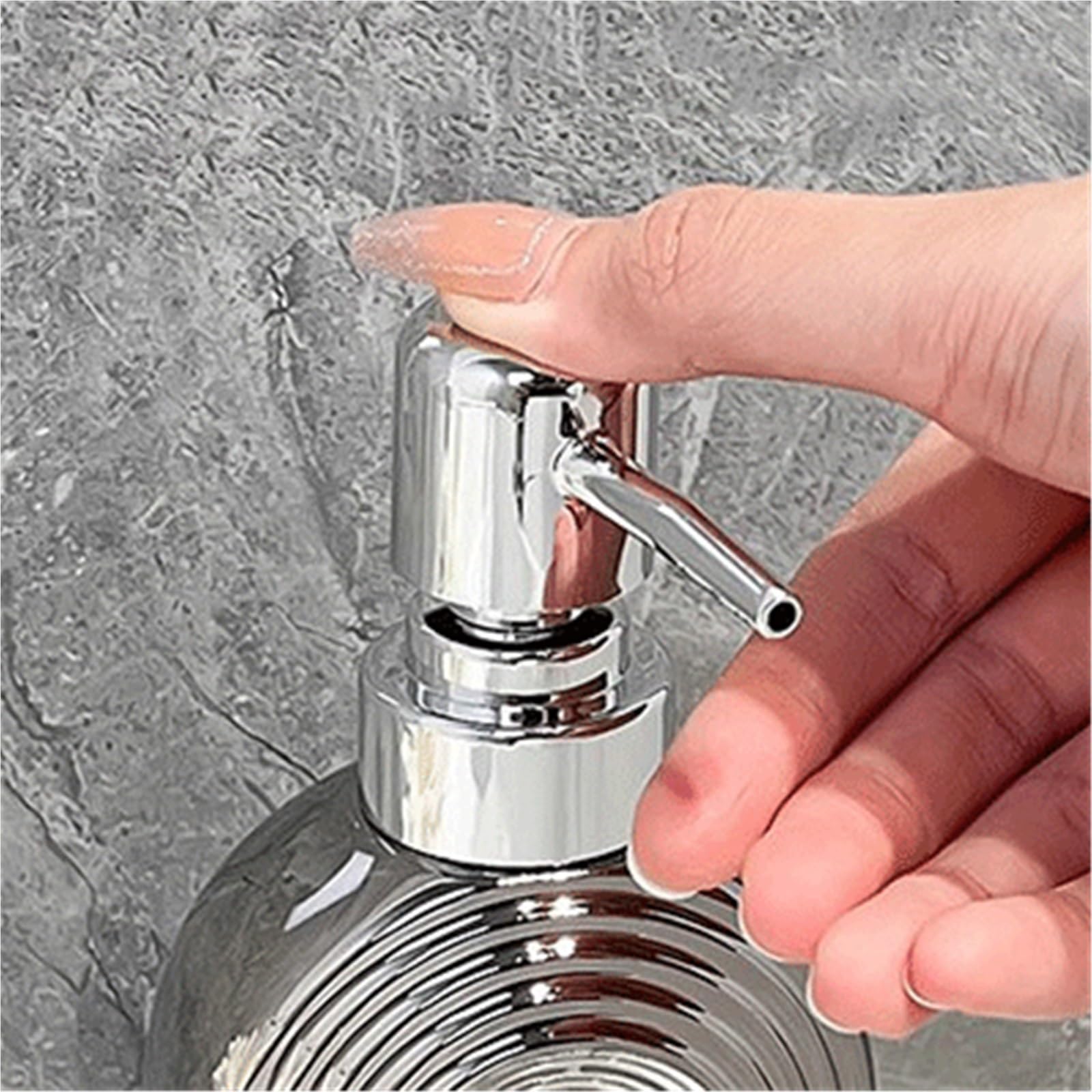Dispensador de Jabón Botellas de loción, dispensadores jabón Manos y Botellas Gel Ducha cerámica Estilo Lujoso Dosificador de líquido | Silver