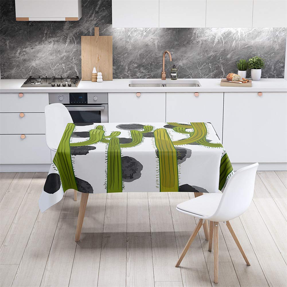 Tovaglia Rettangolare Morbuy 3D Cactus Verde, Impermeabile E Antimacchia, Lavabile, Per Tavolo Da Cucina E Giardino (140x160 Cm)