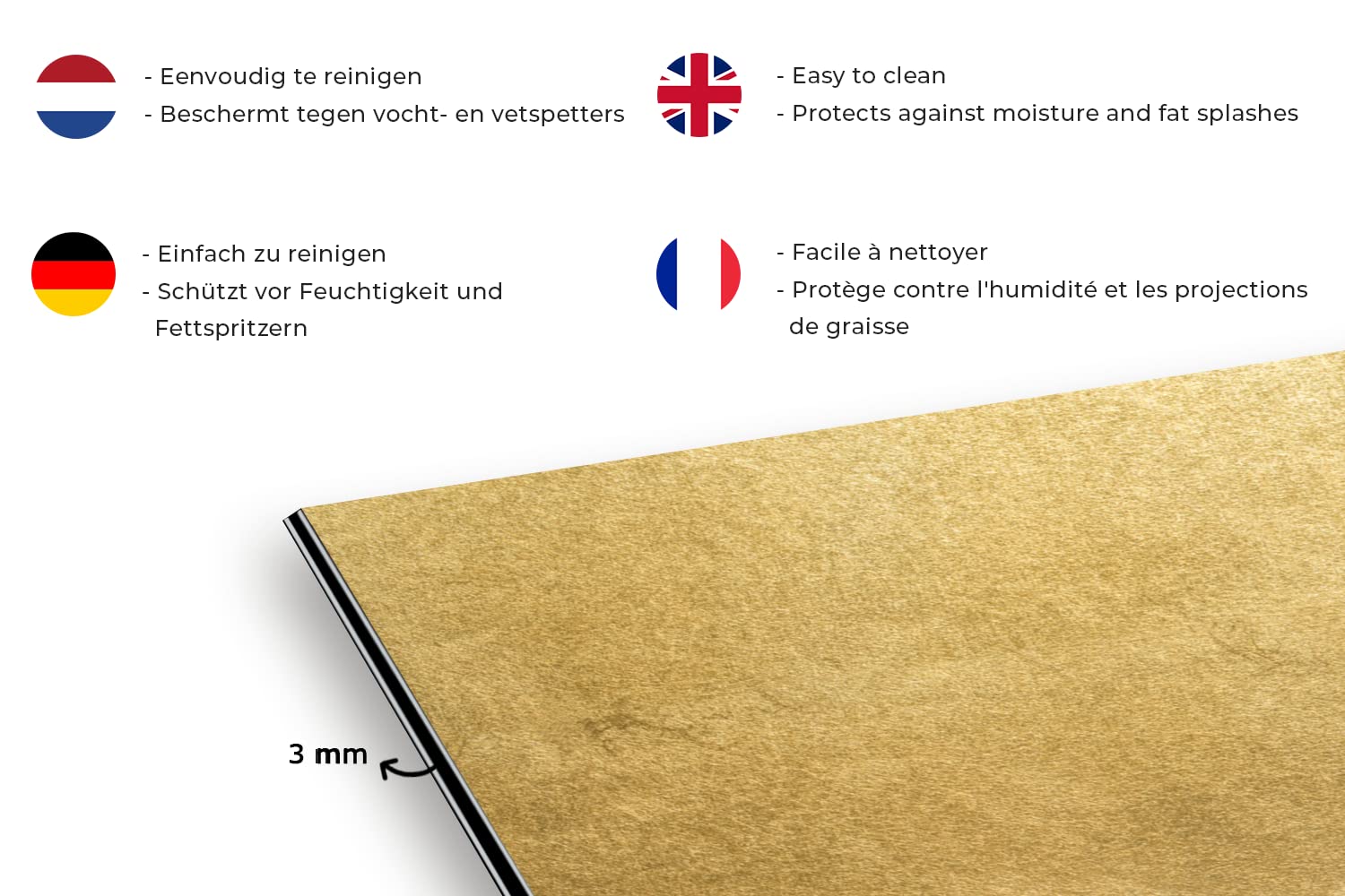 Crédence De Cuisine En Aluminium 60x40 Cm - Motif Couleur Beige - Protection Anti-éclaboussures, Facile à Nettoyer - 3