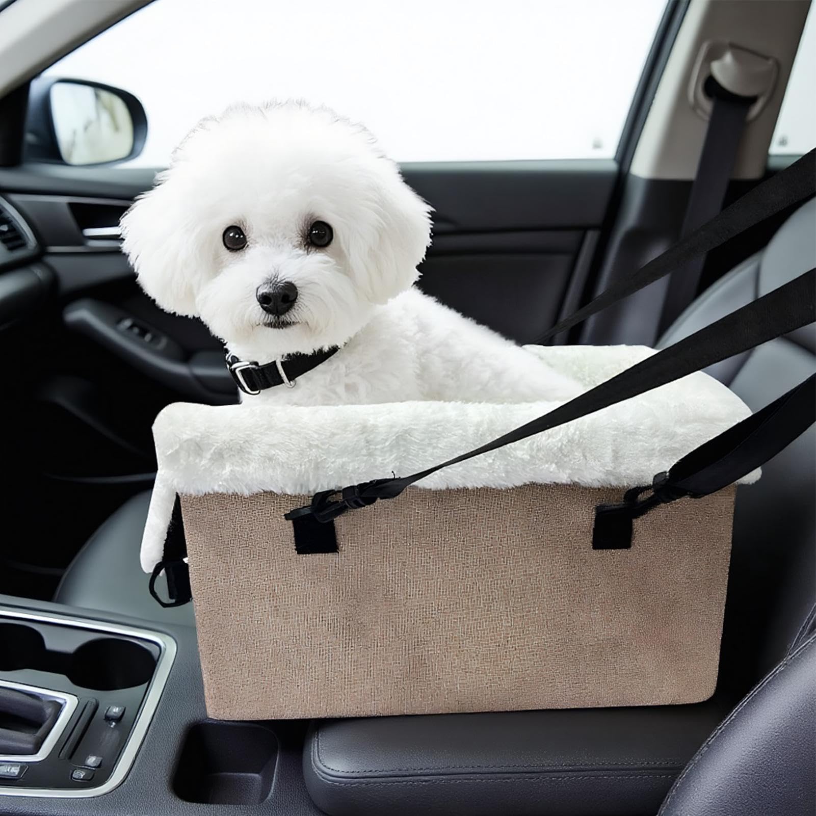 Seggiolino Per Cani Da Console Centrale Accessorio Cuscino Trasportino per | Morbido Seggiolino Portatile Cuccioli Con Fibbia Di Sicurezza Cuccia Da Viaggio Per Cuccioli E