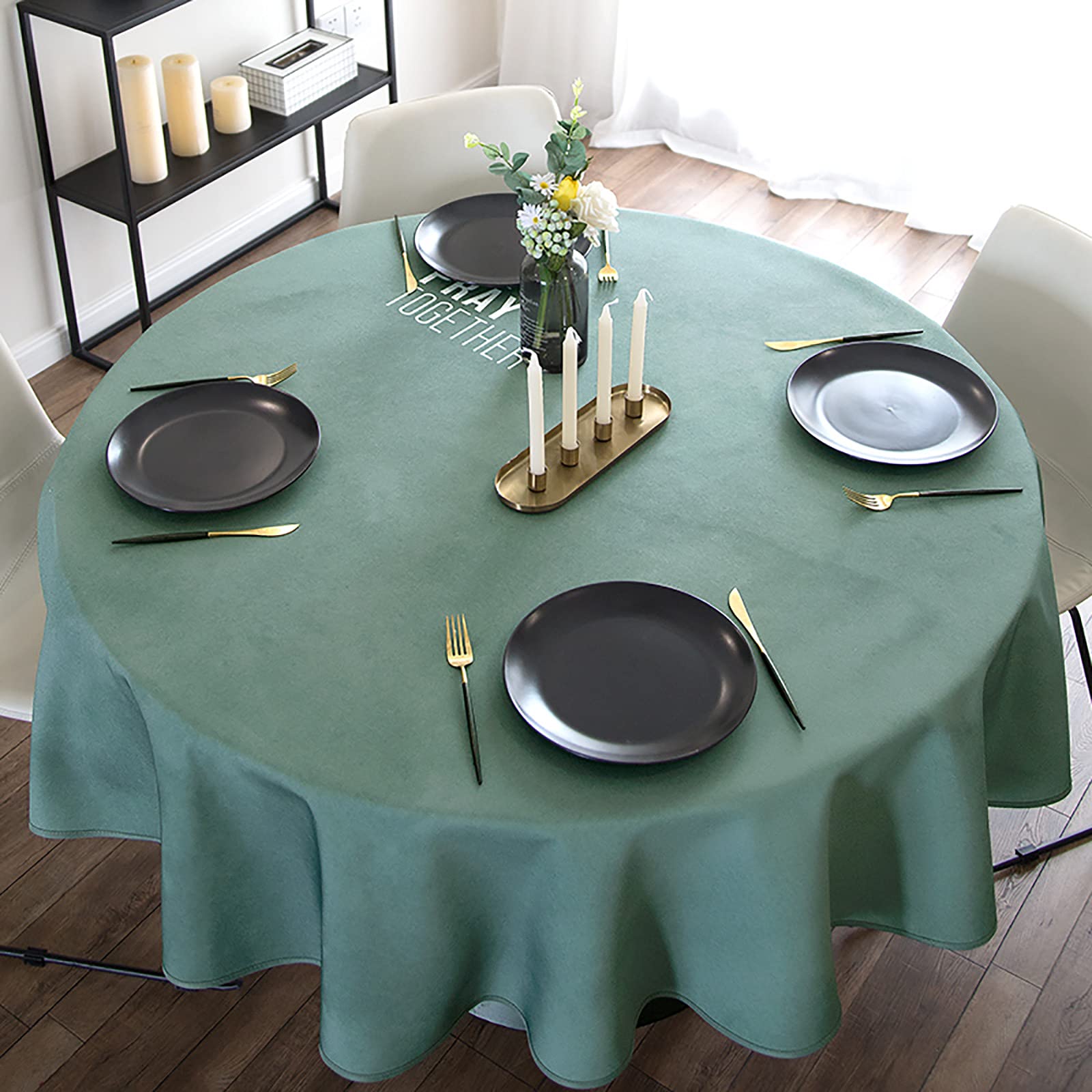 Nappe ronde imperméable pour vos repas de Noël, Thanksgiving et fêtes de famille