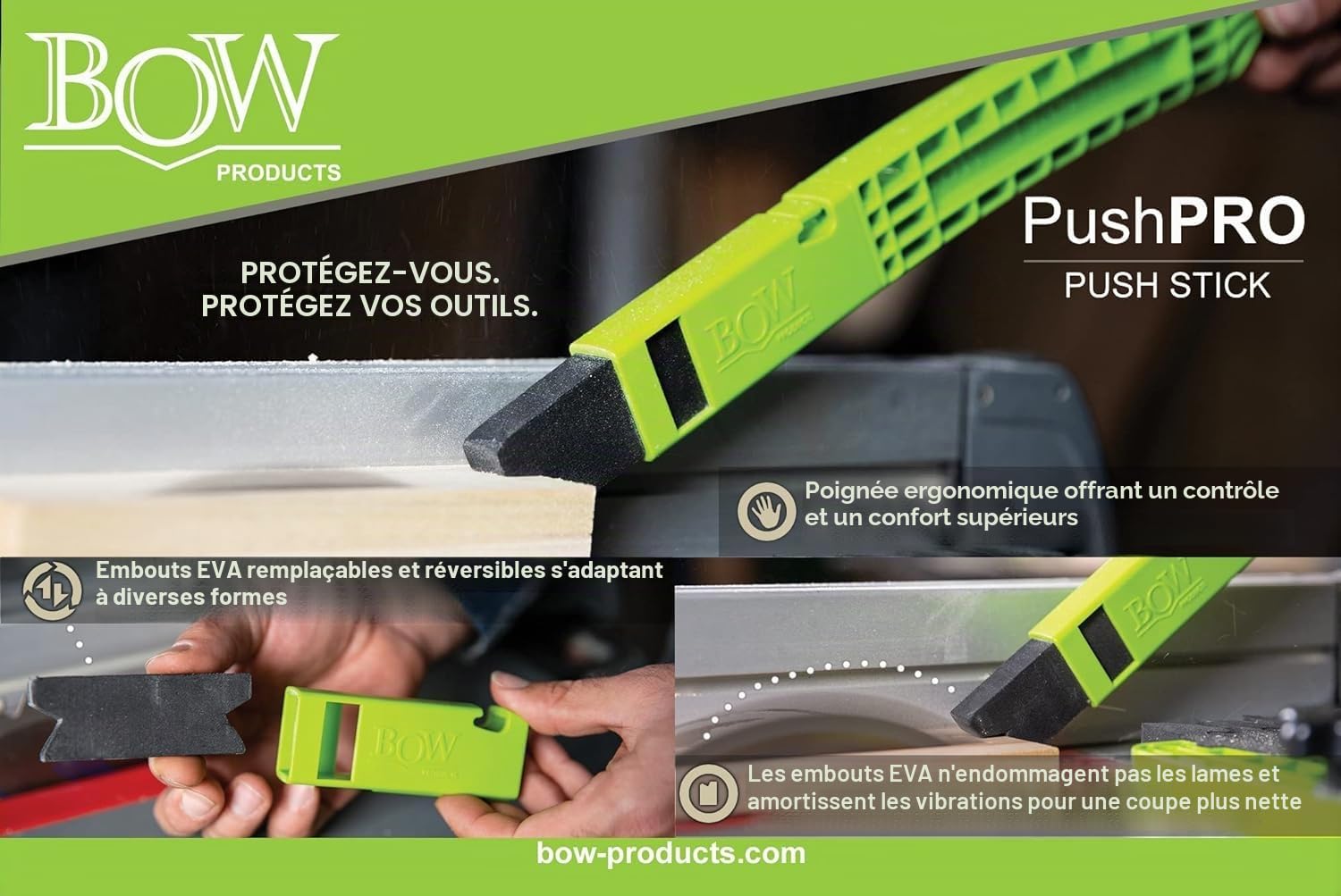 Piher - Bâton poussoir manuel avec mousse EVA"PP1" pour scies sur table, scies à ruban et fraiseuses