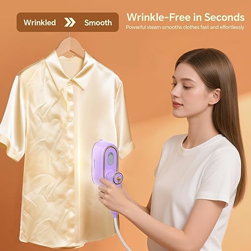 Miniatura 2 de Plancha vaporera de viaje para ropa, plancha de vapor portátil 2 en 1, uso plano o vertical, mango plegable de 180, calentamiento rápido de 15