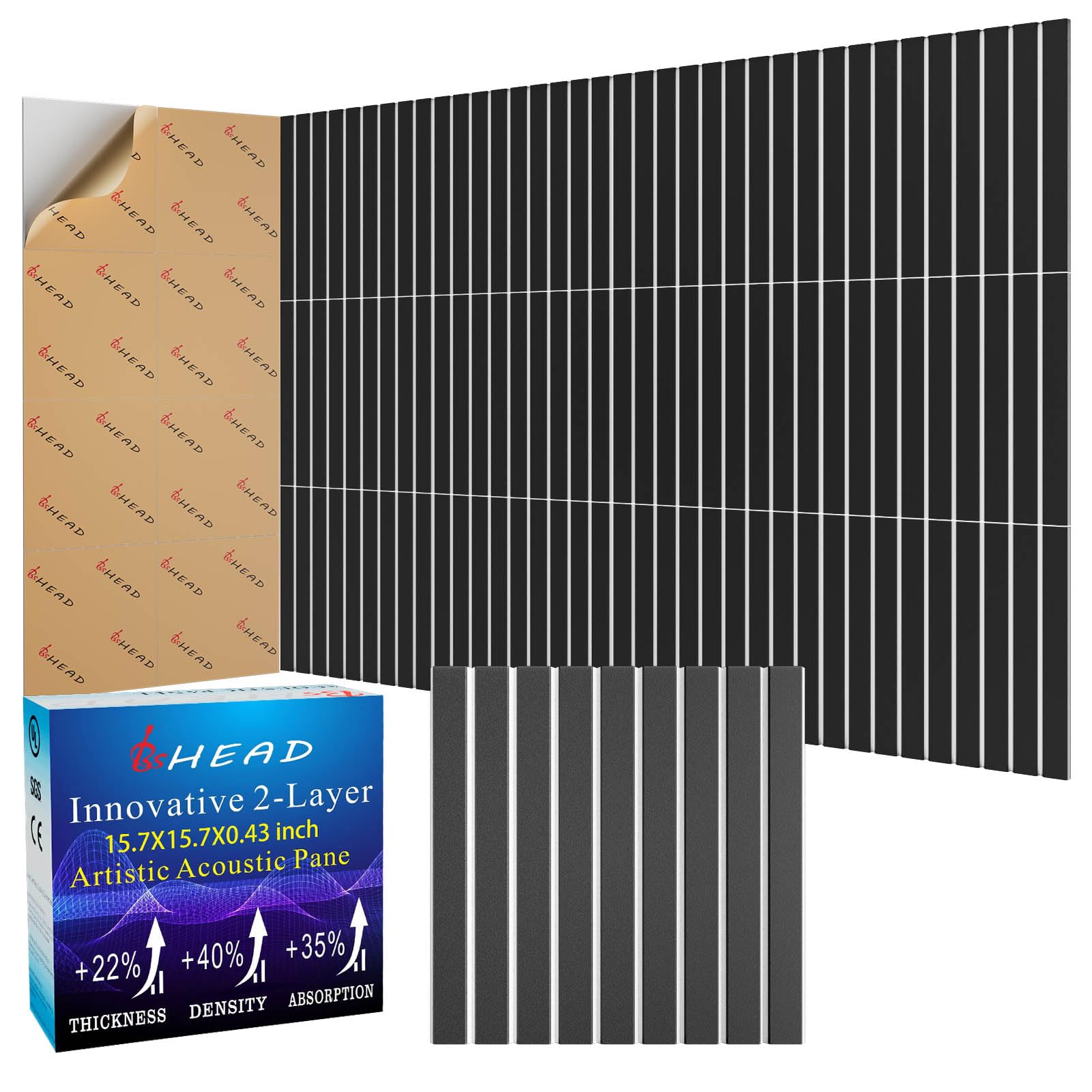 Photo 1 of BSHEAD 8 Pack 2-Layer Large Soundproof Wall Panels, 15.7 x 15.7 x 0.43 in Sound Proof Foam Panels for Walls, 0.9lb/ft³ High Density, 3D Acoustic Panels,Artistic Noise Dampening Panels Black&White