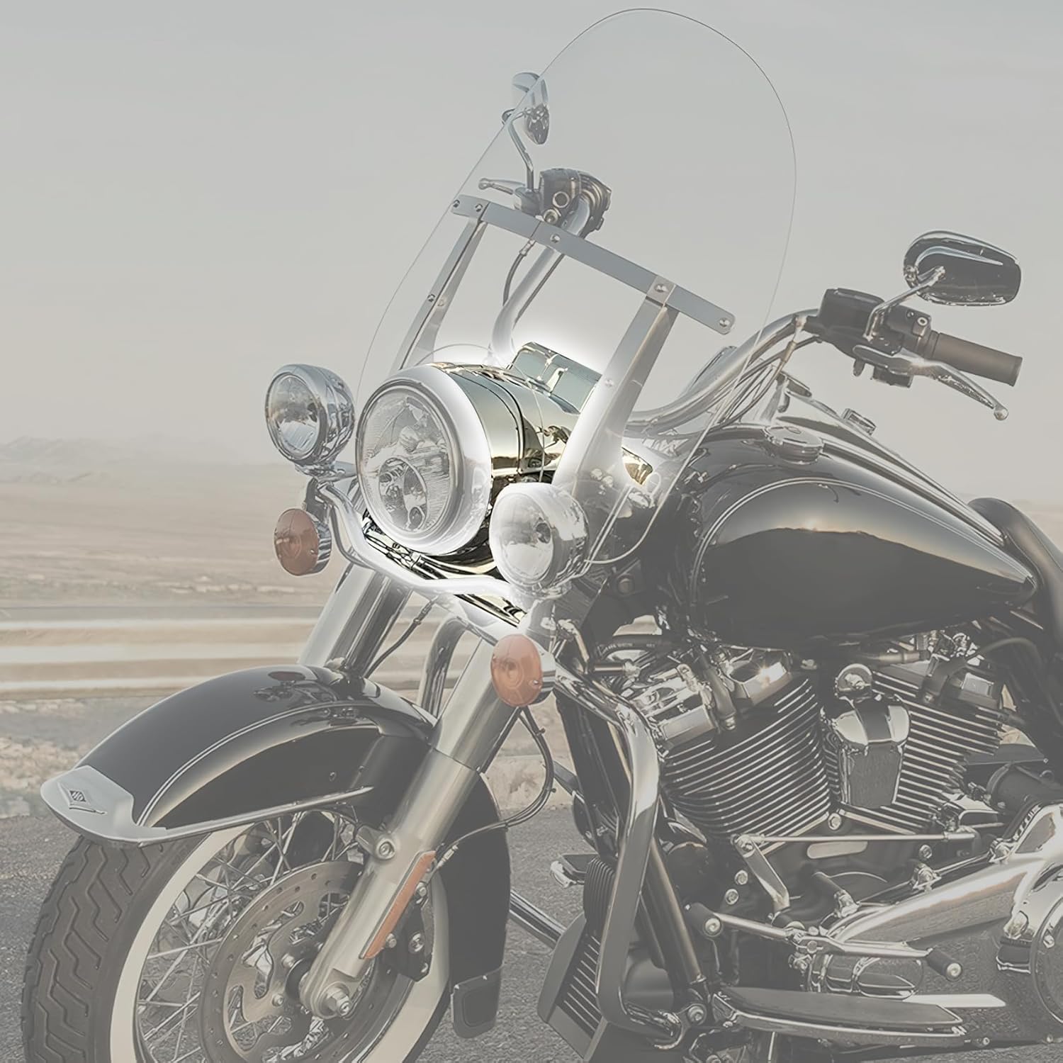 XMT-MOTO Chrome 7" Round Headlight Nacelle Cover Fit For 2014-2024 Harley Touring Road King FLHR