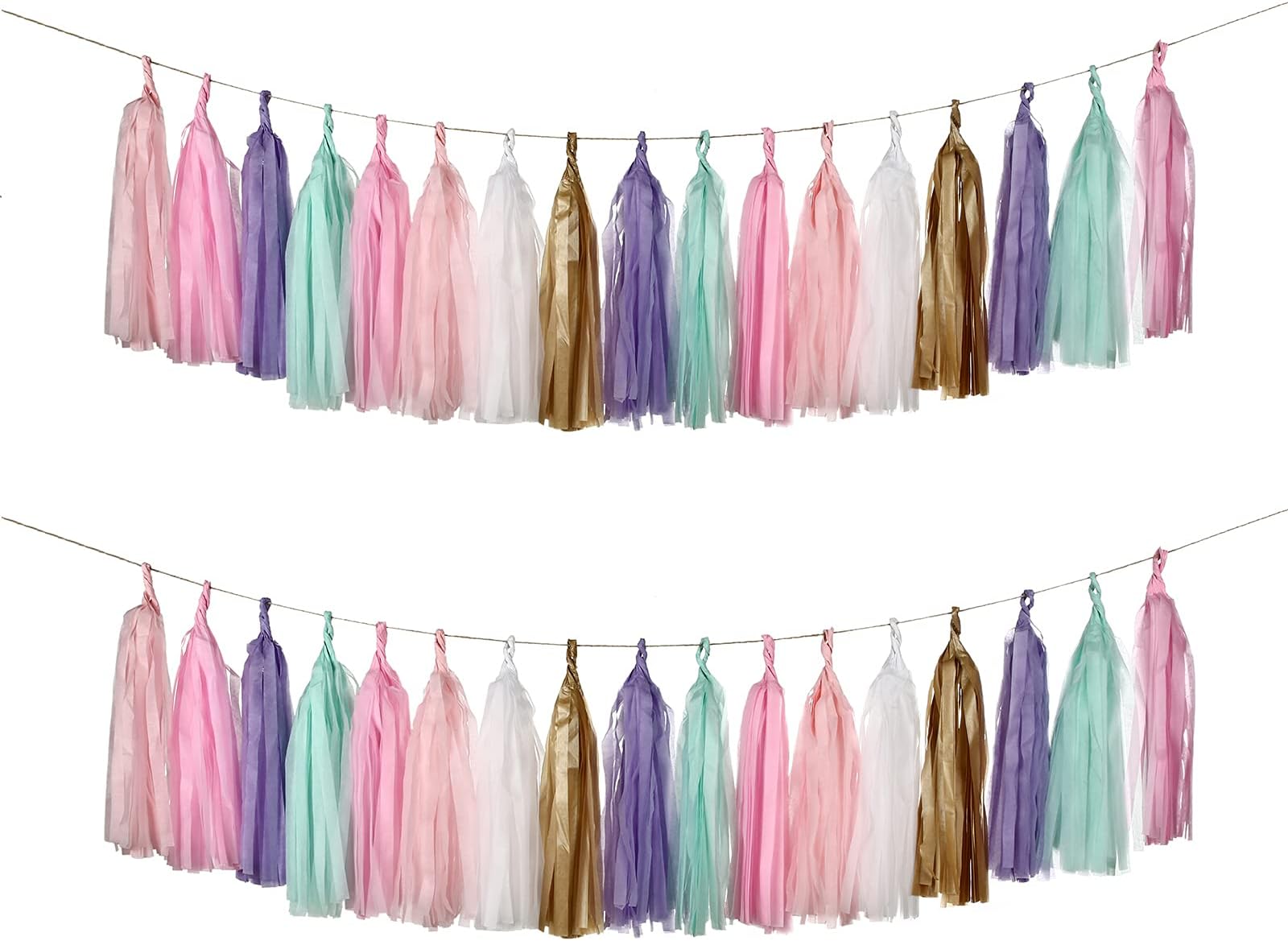30 PCS Tissue Paper Tassel DIY Party Garland Decor for All Events & Occasions(Unicorn Pastel)