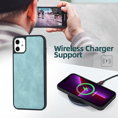 Miniatura 3 de TwoHead Funda tipo cartera para iPhone 11 con tarjetero y funda magnética desmontable para teléfono, funda de piel sintética para mujereshombres con