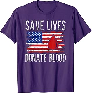 Save Lives Donate Blood Vintage US Flag Blood Donation T-Shirt