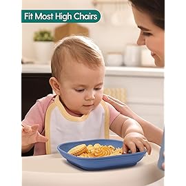 BABELIO Suction Plates for Baby and Toddler, 100% Food Grade Silicone, BPA Free, Dishwasher & Microwave Safe, with 4 Suction Cups, Stackable, 3 Pack