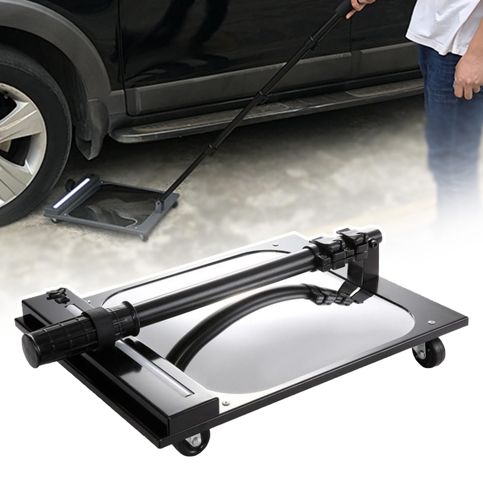 YNIYUJKL Portable Square Under Vehicle Inspection Mirror With Led Light &Telescopic Pole