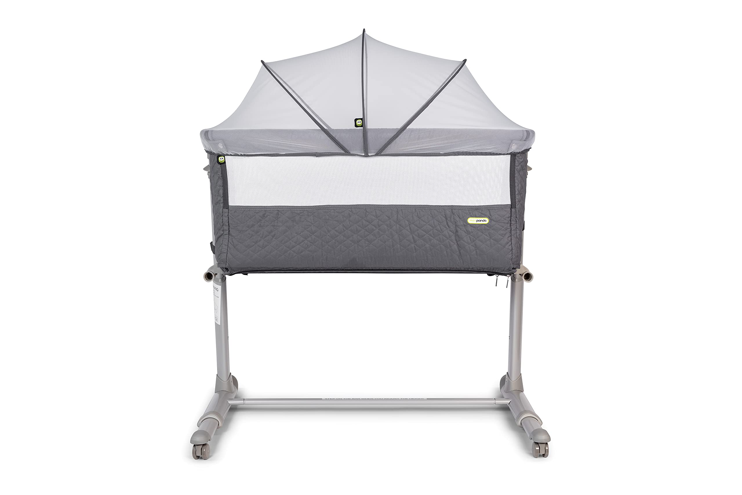 Koo-di Mini Panda Quna Co-Sleeping Bedside Crib 0-6M, Stone Gray
