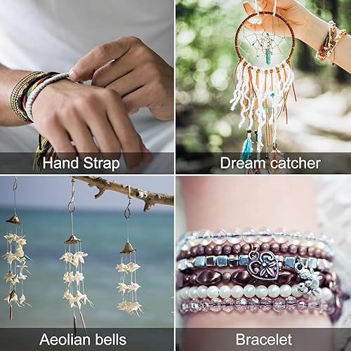 Miniatura 7 de XCRUI Cuerda de nailon de 0.031 in, 109 yardas, 10 rollos de hilo de cuentas para fabricación de joyas, pulseras trenzadas, cuentas, collares,