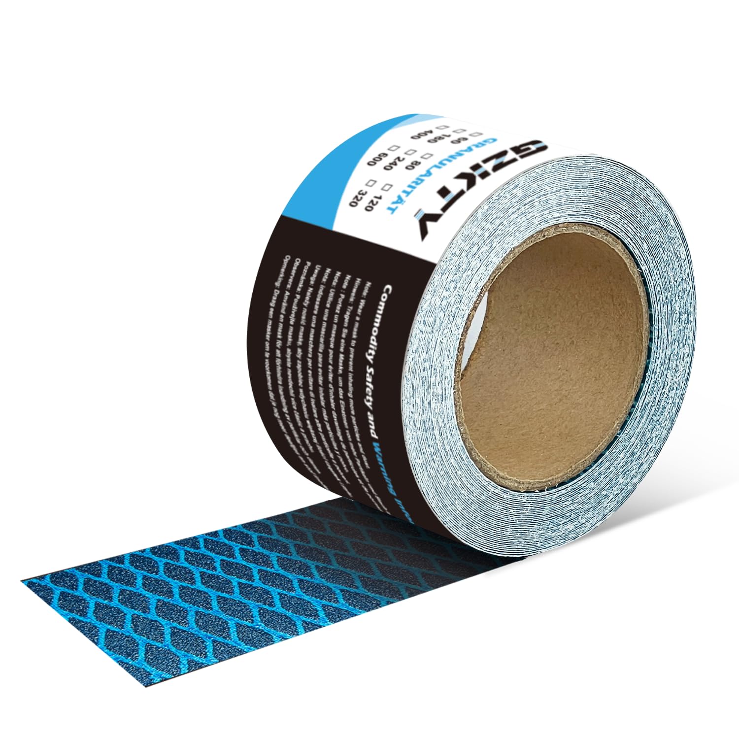 Rollo de papel de lija, papel de lija autoadhesivo para trabajos en madera, metal, plástico, automoción, tacos de lijado | 70 mm x 7,8 m | Grano 60#. El pulido reduce la obstrucción