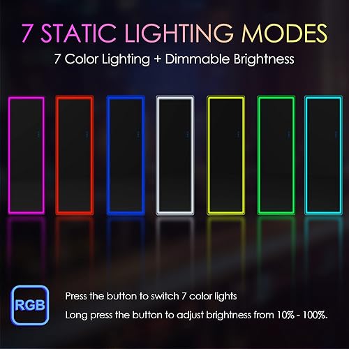 Miniatura 3 de LVSOMT Espejo LED RGB de 63 x 18 pulgadas, espejo de pie completo con luces, espejo de pie y montaje en pared, espejo iluminado de cuerpo completo,