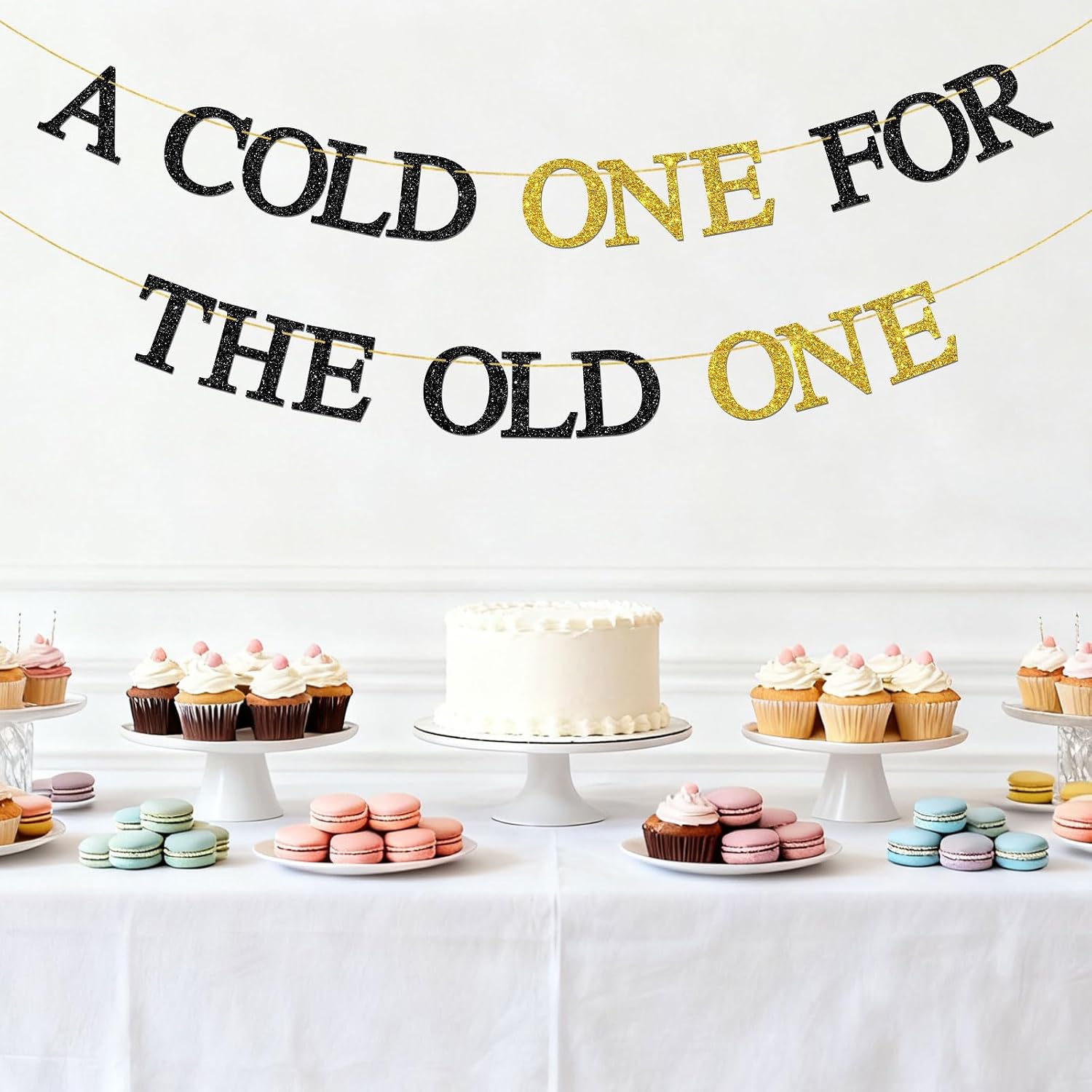 A Cold One for the Old One Banner - Beer Theme Birthday Party Decoration for Men Women - Funny 30th 40th 50th 60th 70th 80th Birthday Party Decoration Supplies