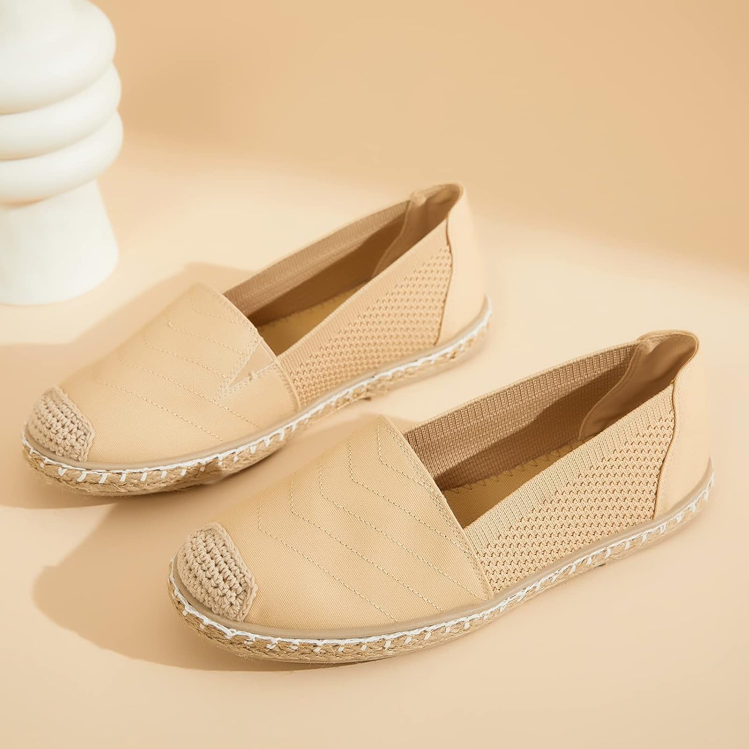 Women's Flats Shoes,Breathable Black Espadrilles Flats,Black and White Slip on Shoes(Lightweight and Soft) - Image 9