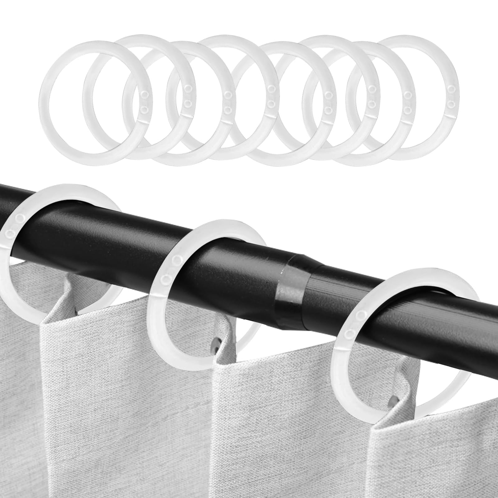 100 Pezzi Anelli per Tende 40MM in Metallo (Bianco) | Aprire Gancio Tenda Diametro Doccia Clip Aste Tend per Finestre, Tenda da Letto, Tenda da Doccia