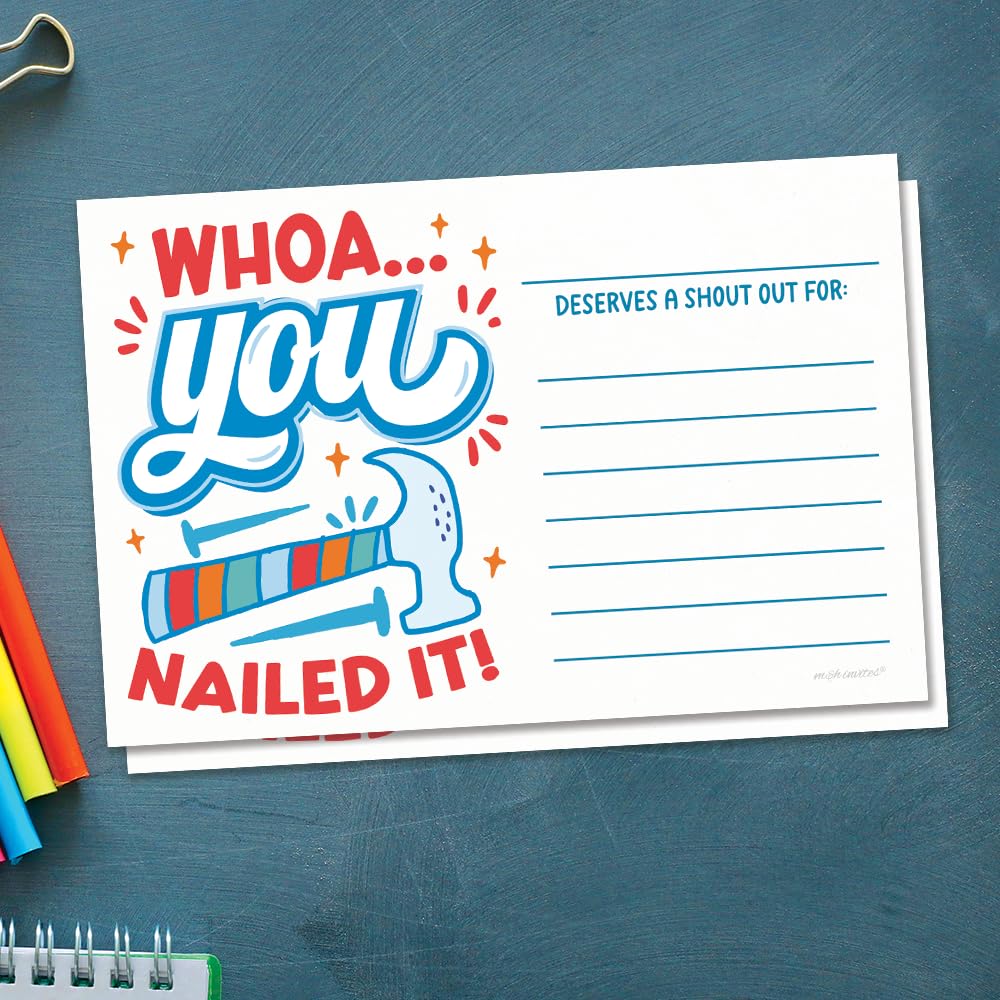 m&h invites Funny You Nailed It - Tarjetas de agradecimiento para profesores, estudiantes, compañeros de trabajo y empleados, tarjetas de aliento de Kudos, notas de reconocimiento para tablones de