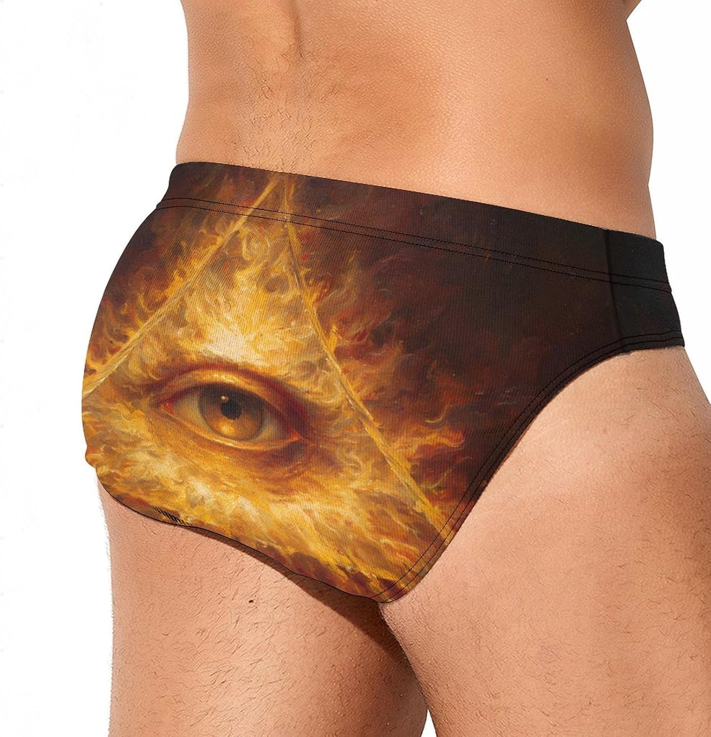 Illuminati Eye Burning Flames Men's Swimwear Bikini Swimming Briefs Stretchy Swimsuits Board Surf Shorts Trunks