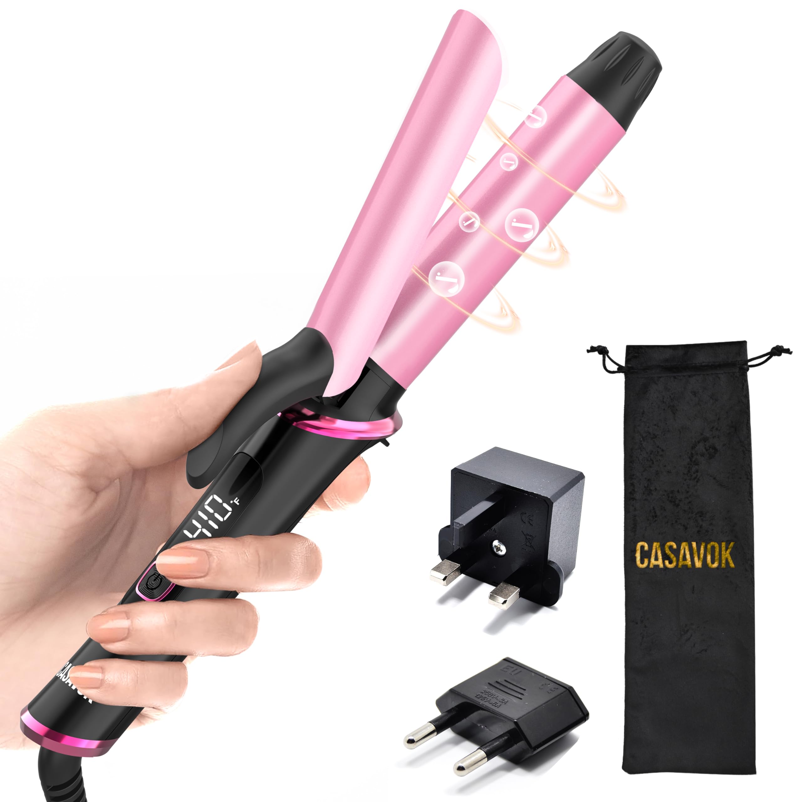Mini Curling Iron for Travel,110~240V Dual Voltage with European Plug Adapter,Small Curling Iron for Short Hair,Tiny Curling Irons for Women,
