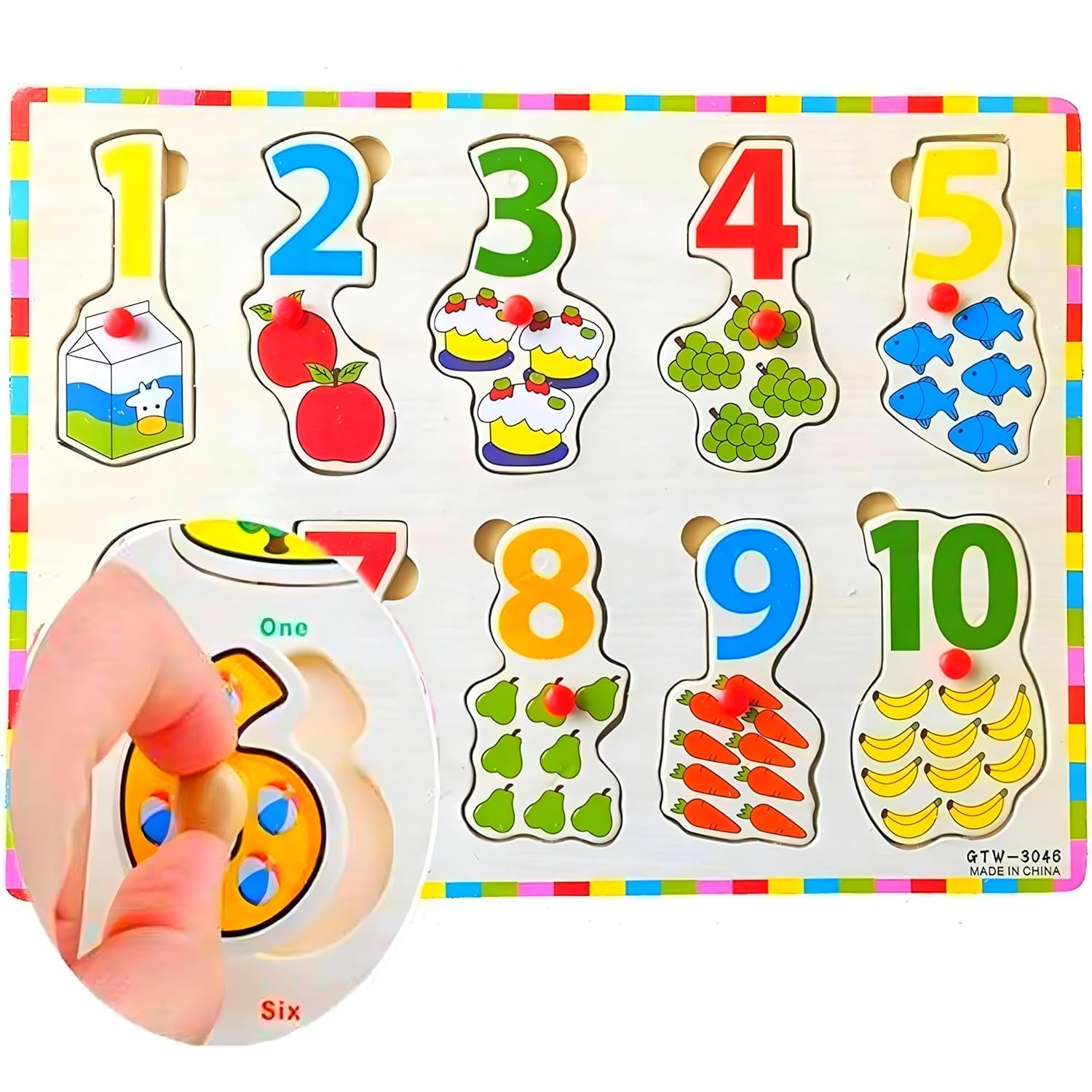 VERAT Montessori Wooden Shape Sorter Toy | Color & Shape Matching Stacking Puzzle | Educational Learning Toy for Toddlers Boys & Girls Age 1 2 3 Years (1 to 10 Patiya)