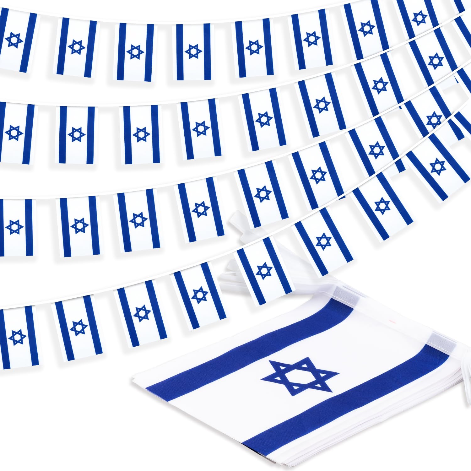 Israel String Flag Pennant Banner, Small Mini Israeli Flags Bunting Banner, National Country Decoration for School, Party, Sports Events, Patriotic Festival, 33 Feet 30 Flags