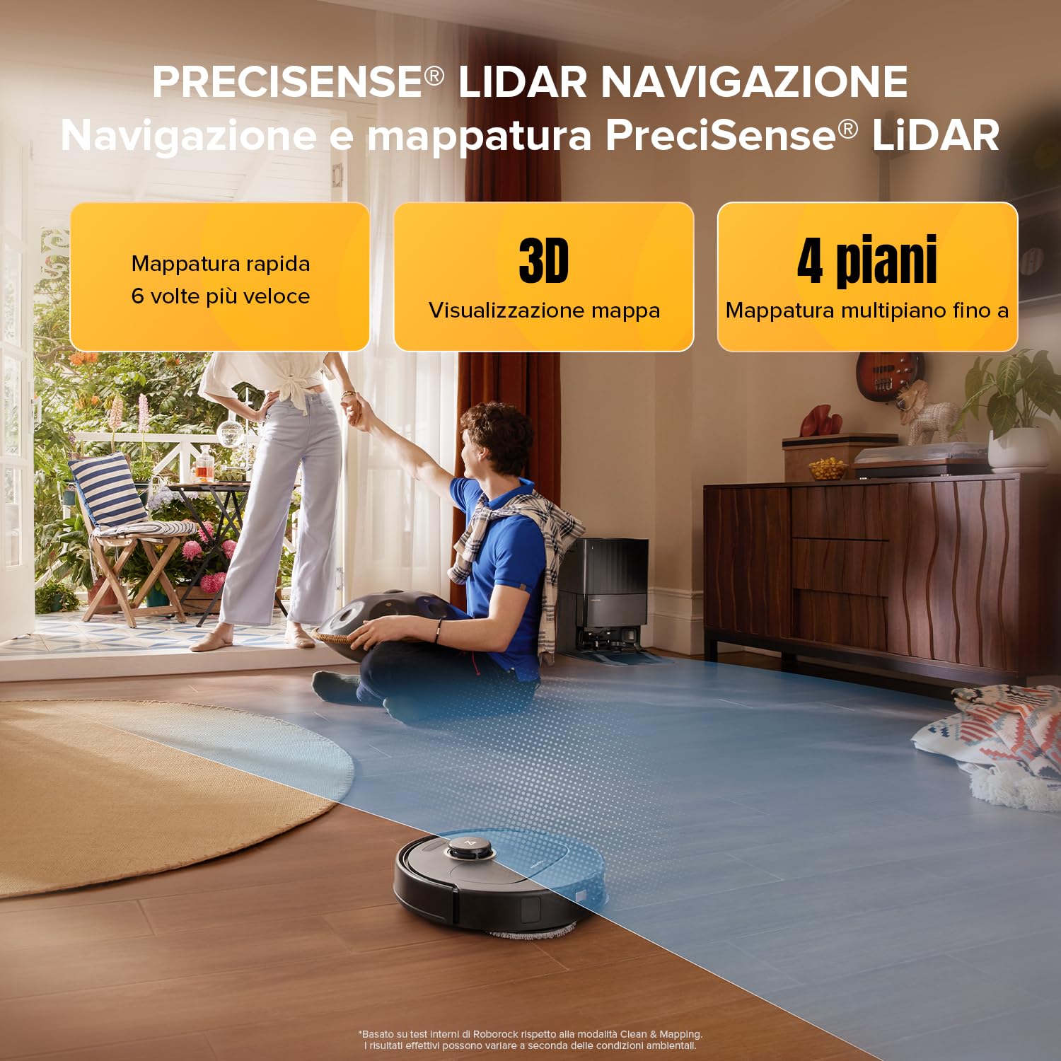 roborock Qrevo S5V Robot Aspirapolvere, Aspirazione 12000Pa, Doppia Spazzola Anti-Groviglio, Prevenzione Intelligente Degli Ostacoli, Doppia Spazzola Rotante Sollevabile (Nero)